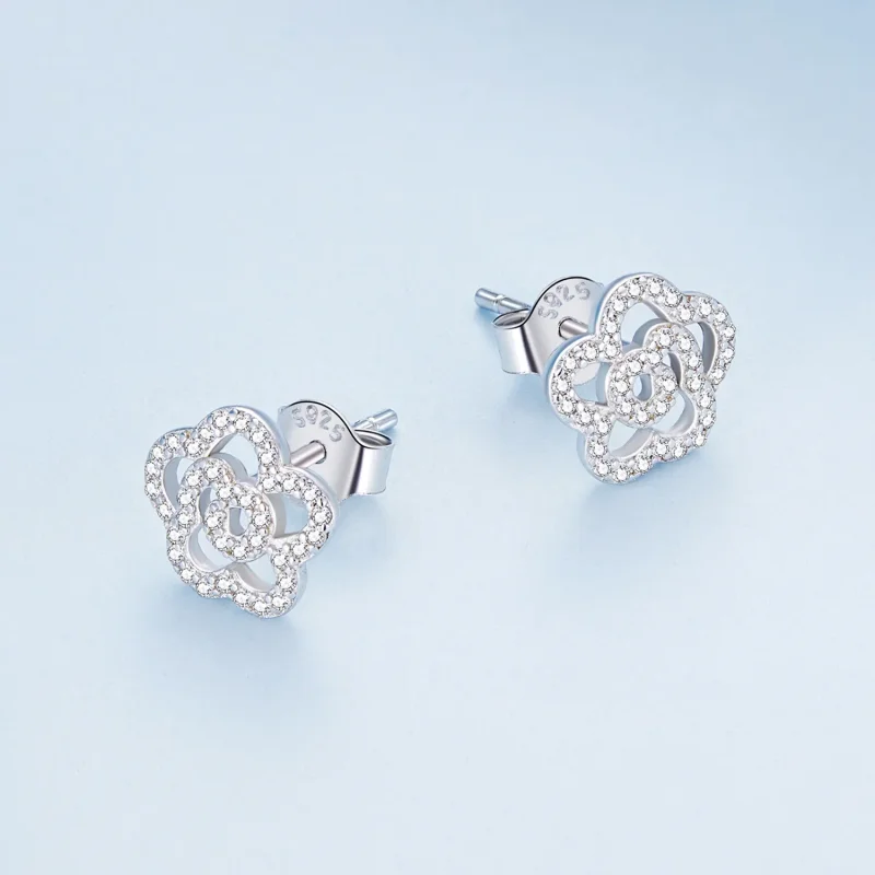 (imagine pentru) Pandora Style Roses Stud Earrings - BSE712 - Vizualizare 3