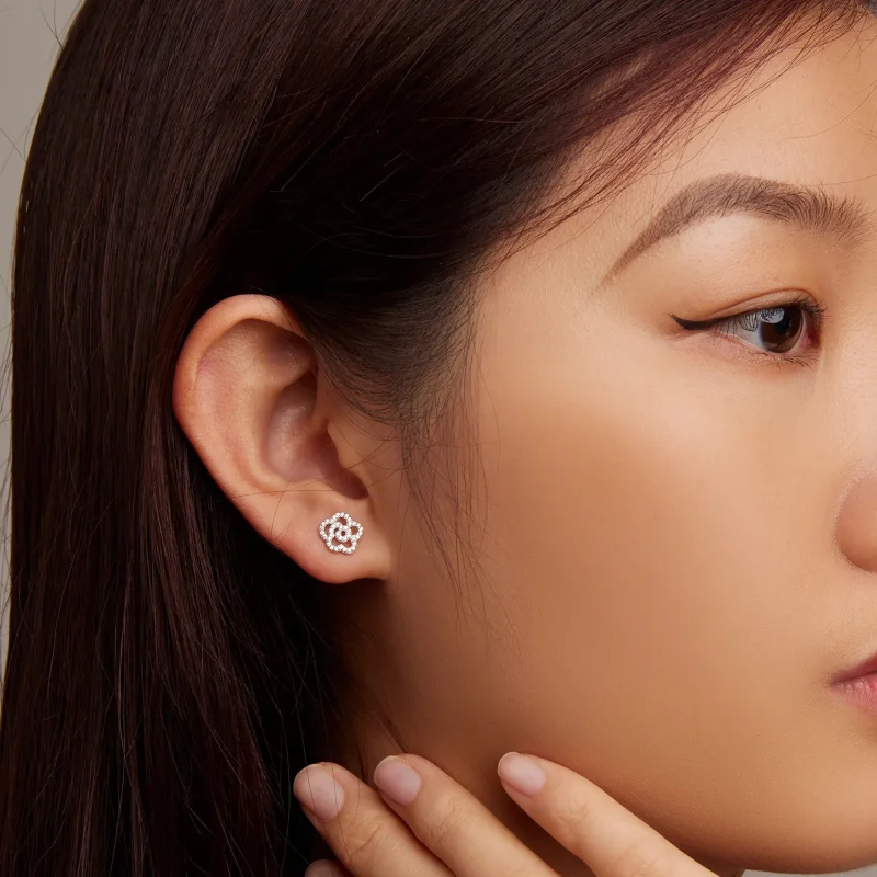 (imagine pentru) Pandora Style Roses Stud Earrings - BSE712 - Vizualizare 5