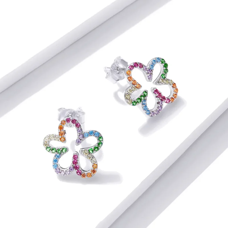 (imagine pentru) Pandora Style Seven-Colored Flowers Stud Earrings - BSE487 - Vizualizare 4