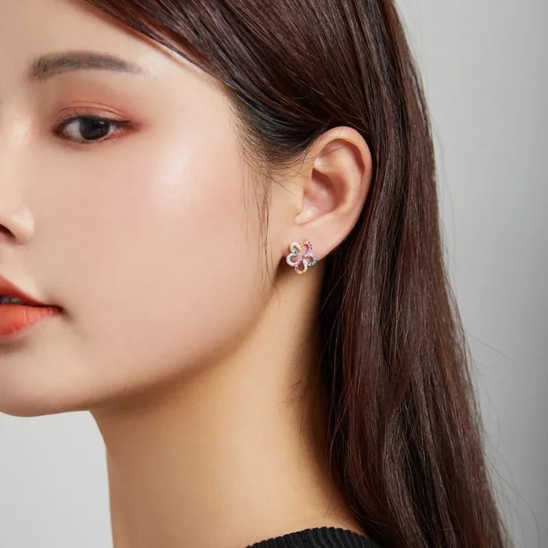 (imagine pentru) Pandora Style Seven-Colored Flowers Stud Earrings - BSE487 - Vizualizare 7