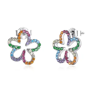 (imagine pentru) Pandora Style Seven-Colored Flowers Stud Earrings - BSE487