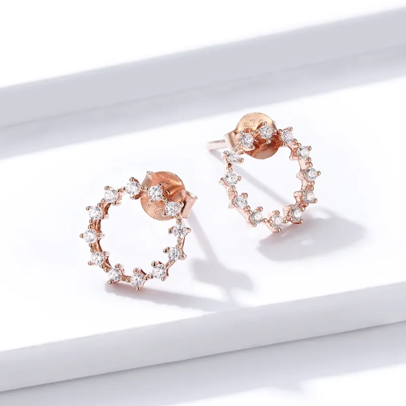 (imagine pentru) Pandora Style Shimmer Geometry Stud Earrings - BSE323 - Vizualizare 2