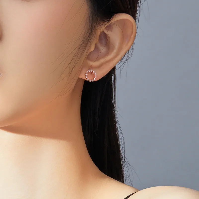 (imagine pentru) Pandora Style Shimmer Geometry Stud Earrings - BSE323 - Vizualizare 5