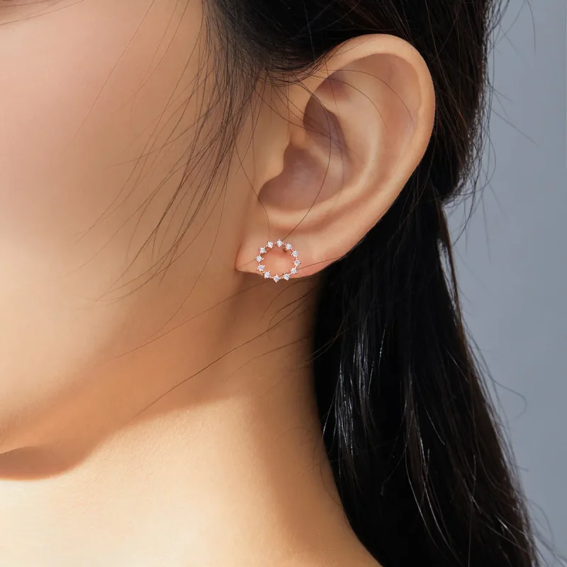 (imagine pentru) Pandora Style Shimmer Geometry Stud Earrings - BSE323 - Vizualizare 7