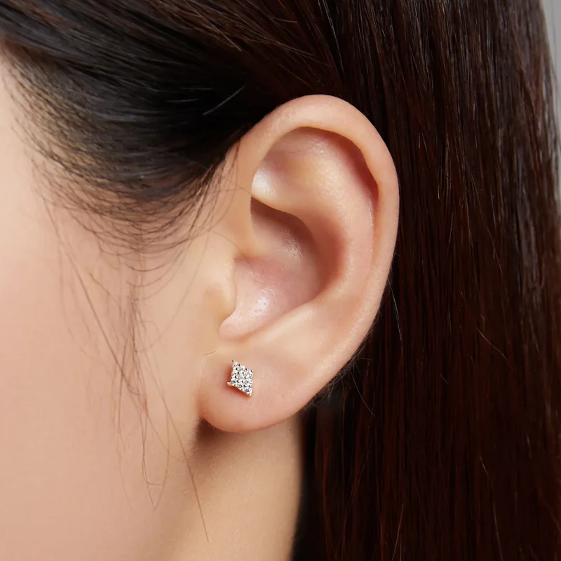 (imagine pentru) Pandora Style Shiny Rhombus Stud Earrings - SCE1222 - Vizualizare 3