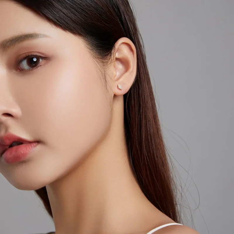 (imagine pentru) Pandora Style Shiny Rhombus Stud Earrings - SCE1222 - Vizualizare 5