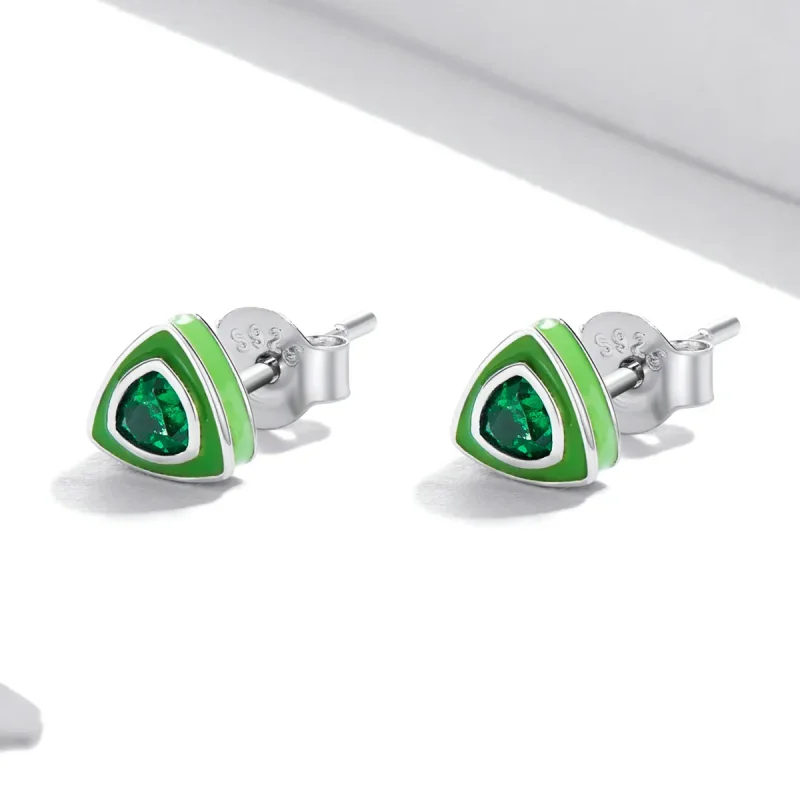 (imagine pentru) Pandora Style Simple Triangle Stud Earrings - SCE1368 - Vizualizare 2