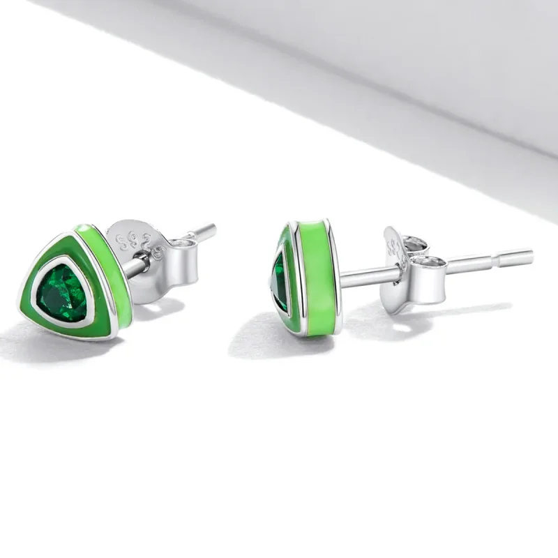 (imagine pentru) Pandora Style Simple Triangle Stud Earrings - SCE1368 - Vizualizare 3