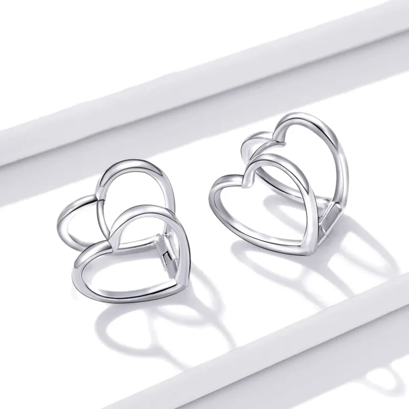 (imagine pentru) Pandora Style Simplu - Cercei cu două inimi - BSE501 - Vizualizare 4