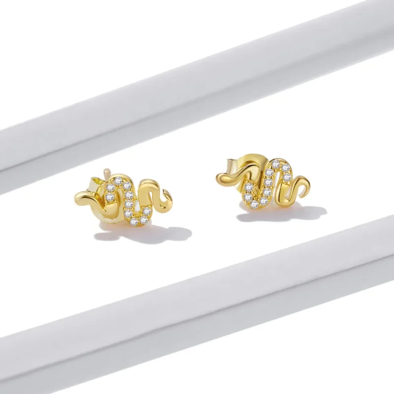 (imagine pentru) Pandora Style Spirit Snake Stud Earrings - BSE526 - Vizualizare 4