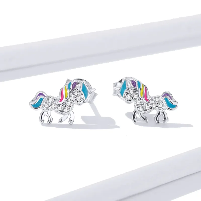 (imagine pentru) Pandora Style Unicorn Stud Earrings - BSE352 - Vizualizare 2