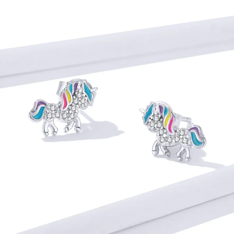 (imagine pentru) Pandora Style Unicorn Stud Earrings - BSE352 - Vizualizare 3
