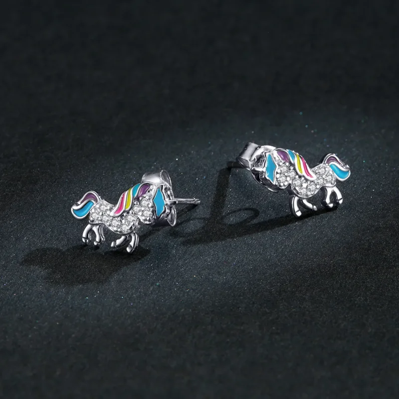 (imagine pentru) Pandora Style Unicorn Stud Earrings - BSE352 - Vizualizare 5