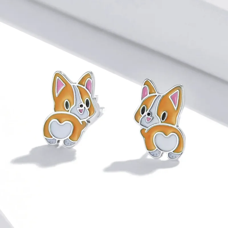 (imagine pentru) Stil Pandora, cercei drăguți cu Corgi - SCE1281 - Vizualizare 2