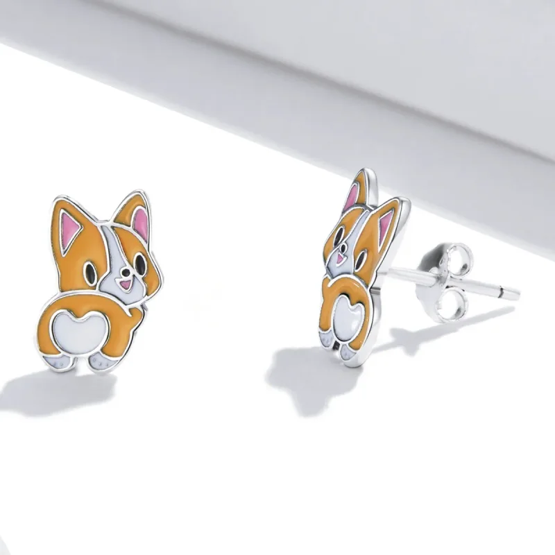 (imagine pentru) Stil Pandora, cercei drăguți cu Corgi - SCE1281 - Vizualizare 3
