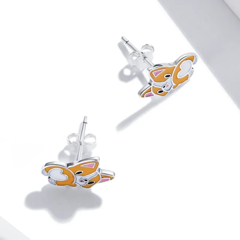 (imagine pentru) Stil Pandora, cercei drăguți cu Corgi - SCE1281 - Vizualizare 4