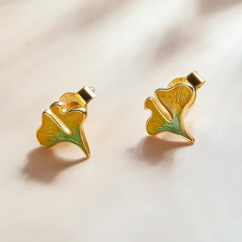 (imagine pentru) Stil Pandora de toamnă - Cercei cu stud Ginkgo Biloba - SCE1247 - Vizualizare 2