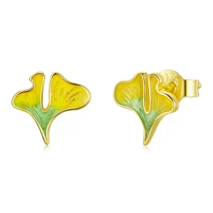 (imagine pentru) Stil Pandora de toamnă - Cercei cu stud Ginkgo Biloba - SCE1247