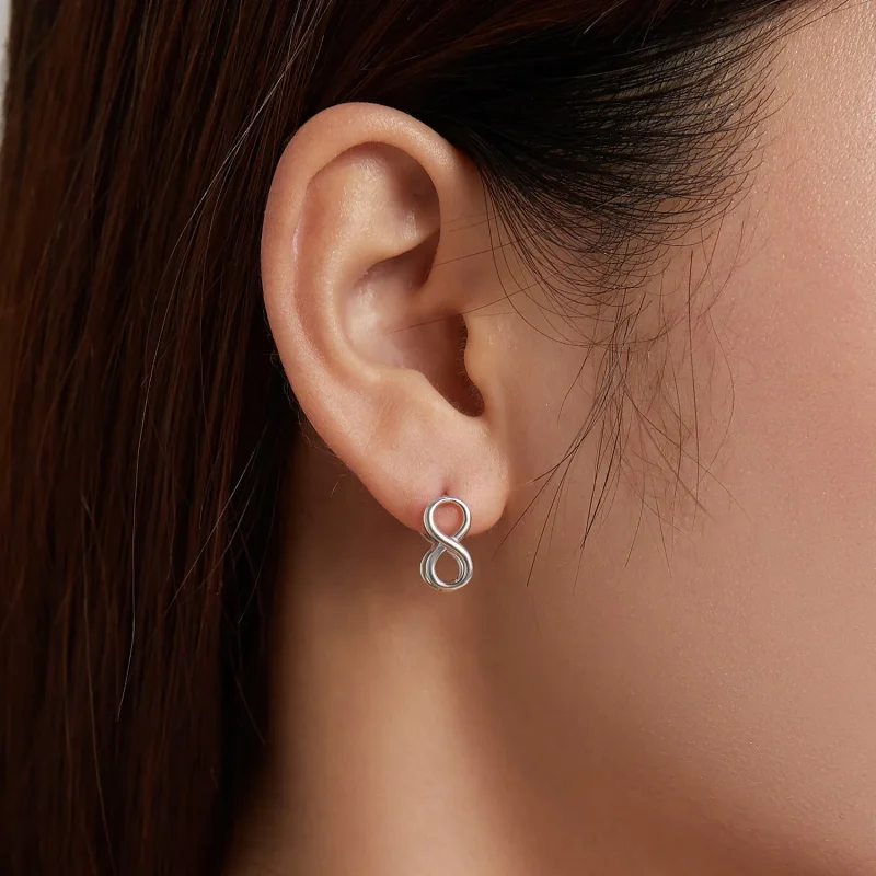 (imagine pentru) Stil Pandora Minimalism - Cercei tip ac de infinitate - BSE503 - Vizualizare 8