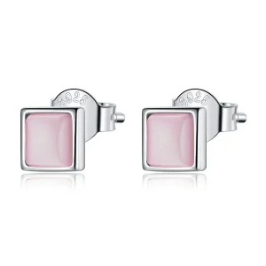 (imagine pentru) Stilul Pandora Geometrie Simplă - Cercei de Stud cu ochi de pisică roz - SCE1269-PK