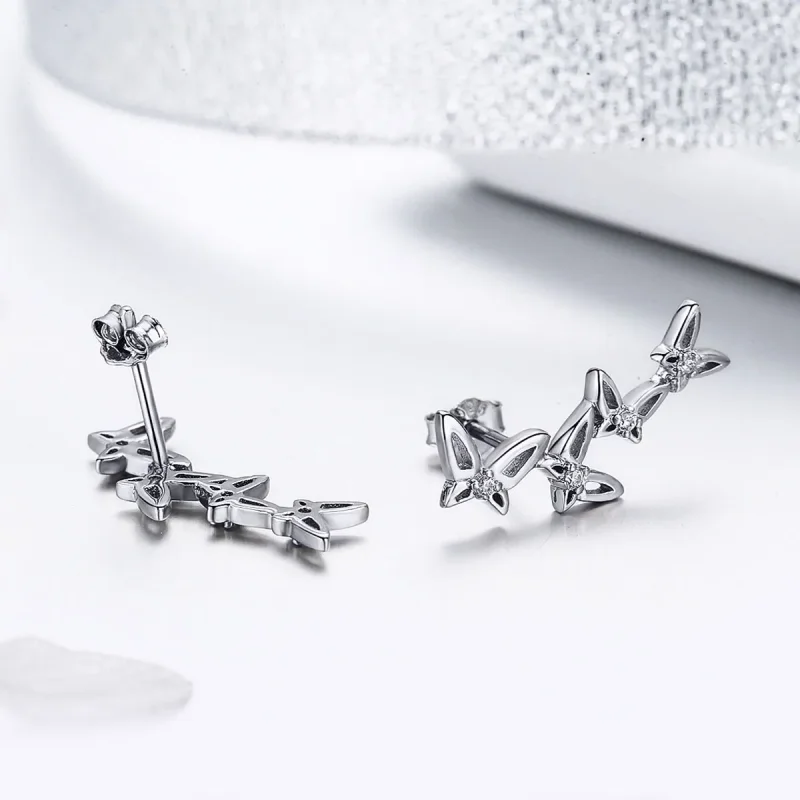 (imagine pentru) Stud Earrings - BSE056 - Elegant Butterfly Dance - Stil Pandora - Vizualizare 2