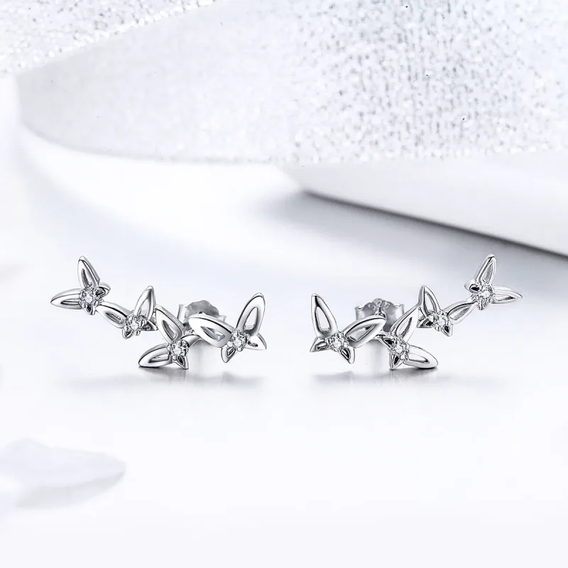 (imagine pentru) Stud Earrings - BSE056 - Elegant Butterfly Dance - Stil Pandora - Vizualizare 3