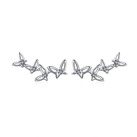 (imagine pentru) Stud Earrings - BSE056 - Elegant Butterfly Dance - Stil Pandora
