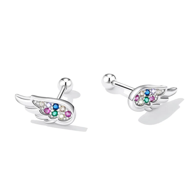 (imagine pentru) Stud Earrings cu aripi din zirconiu colorat în stil Pandora - SCE1397 - Vizualizare 3