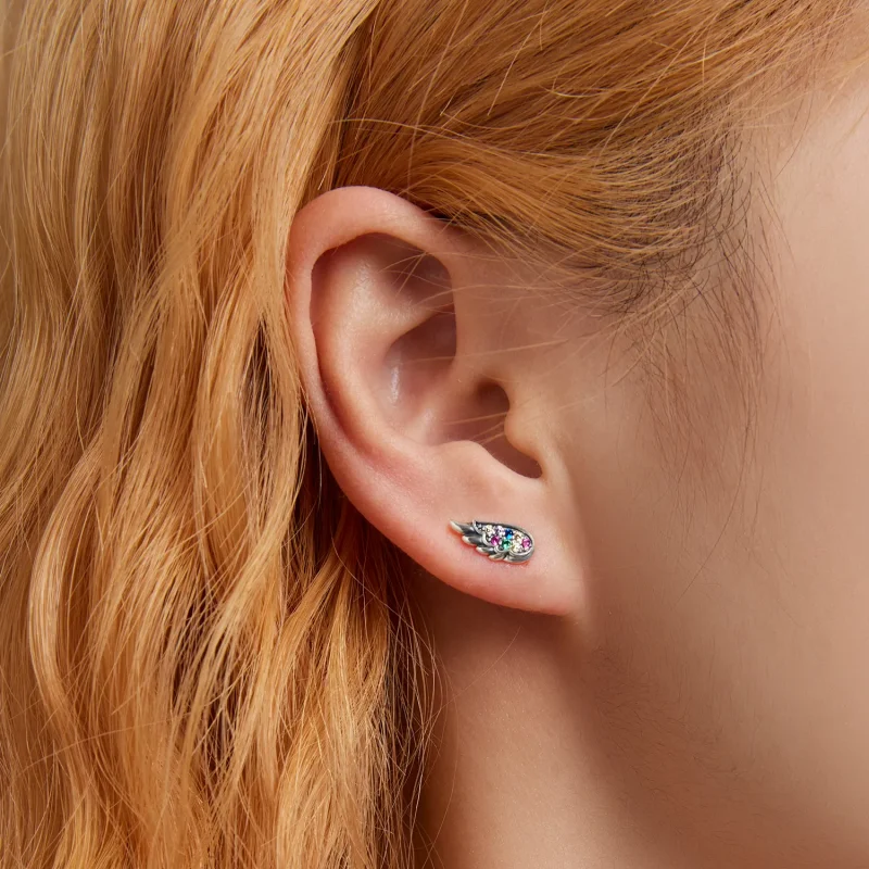 (imagine pentru) Stud Earrings cu aripi din zirconiu colorat în stil Pandora - SCE1397 - Vizualizare 5