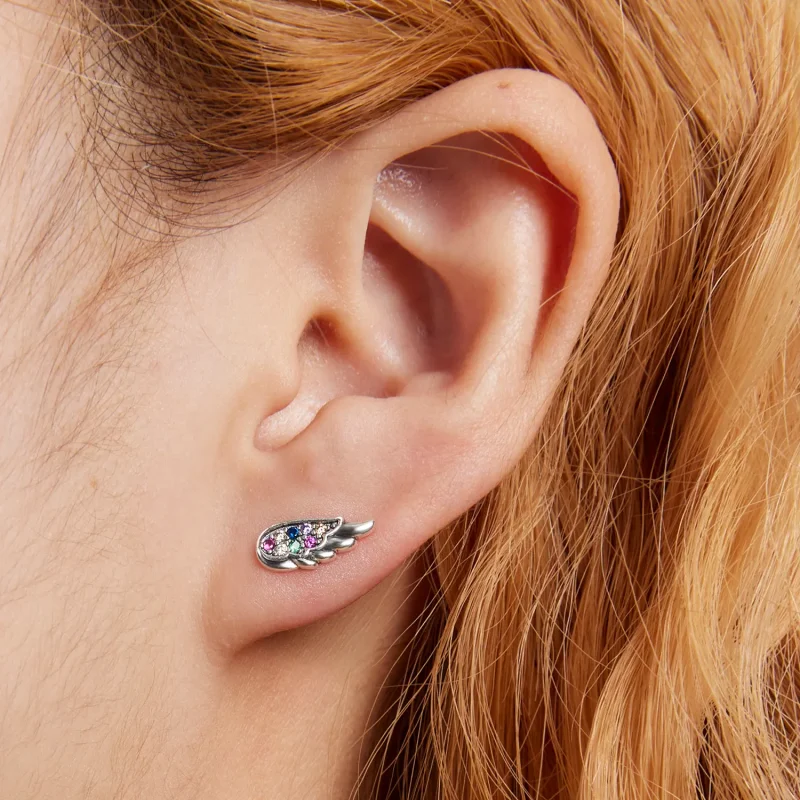 (imagine pentru) Stud Earrings cu aripi din zirconiu colorat în stil Pandora - SCE1397 - Vizualizare 7