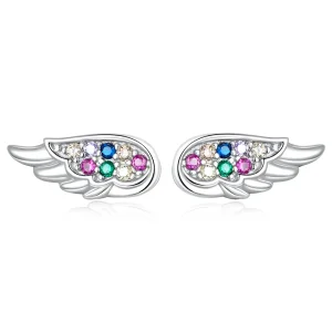 (imagine pentru) Stud Earrings cu aripi din zirconiu colorat în stil Pandora - SCE1397