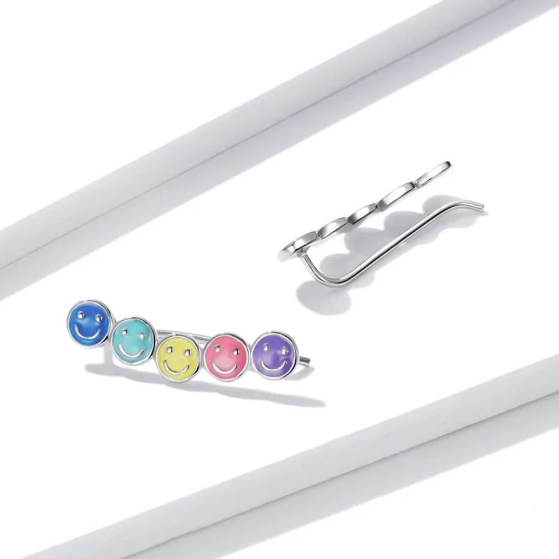 (imagine pentru) Stud Earrings cu chipuri zâmbitoare colorate în stilul Pandora - BSE553 - Vizualizare 3