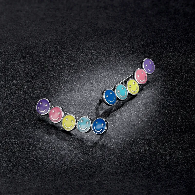 (imagine pentru) Stud Earrings cu chipuri zâmbitoare colorate în stilul Pandora - BSE553 - Vizualizare 5