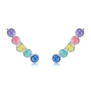 (imagine pentru) Stud Earrings cu chipuri zâmbitoare colorate în stilul Pandora - BSE553