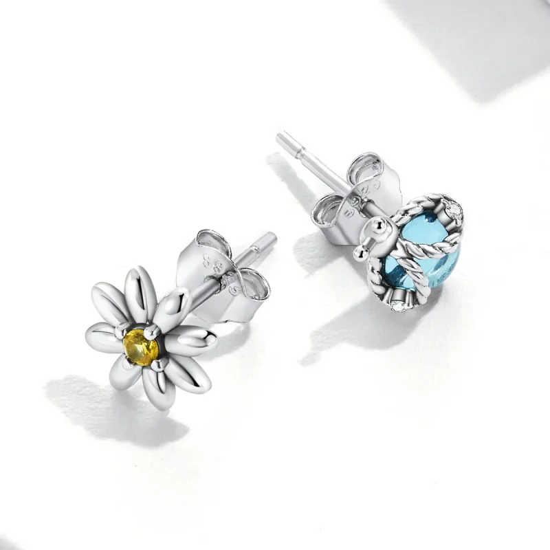 (imagine pentru) Stud earrings cu flori de mac și buburuză stil Pandora - SCE1364 - Vizualizare 3