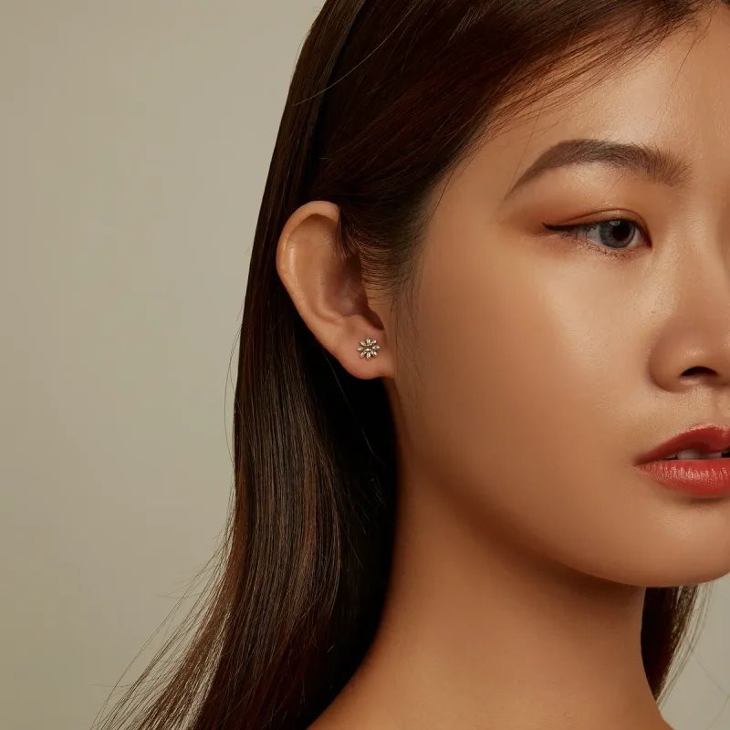 (imagine pentru) Stud earrings cu flori de mac și buburuză stil Pandora - SCE1364 - Vizualizare 5