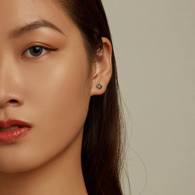(imagine pentru) Stud earrings cu flori de mac și buburuză stil Pandora - SCE1364 - Vizualizare 6