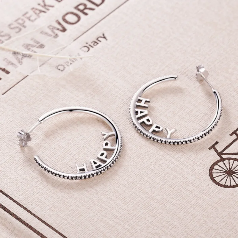 (imagine pentru) Stud Earrings cu stil Pandora și urări fericite - VSE087 - Vizualizare 4