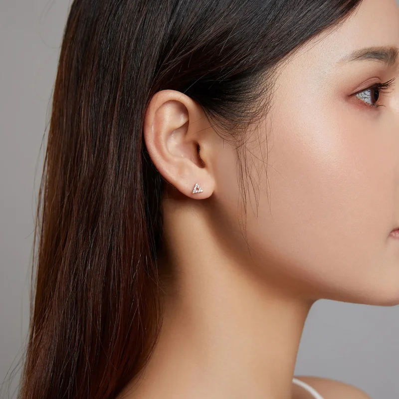(imagine pentru) Stud Earrings de tip Pandora cu triunghi strălucitor - SCE1220 - Vizualizare 5