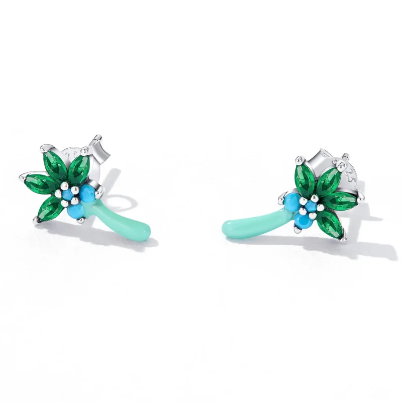 (imagine pentru) Stud Earrings în stilul Pandora cu design amuzant de copac de cocos - SCE1403 - Vizualizare 2