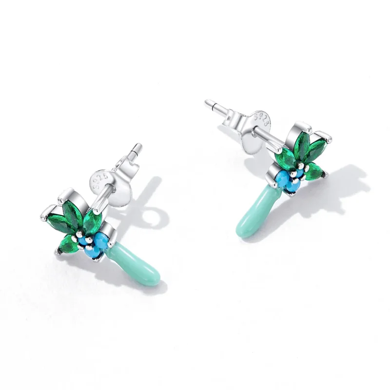 (imagine pentru) Stud Earrings în stilul Pandora cu design amuzant de copac de cocos - SCE1403 - Vizualizare 3