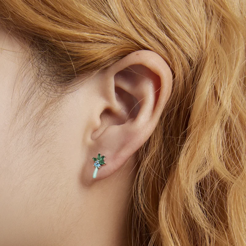 (imagine pentru) Stud Earrings în stilul Pandora cu design amuzant de copac de cocos - SCE1403 - Vizualizare 5