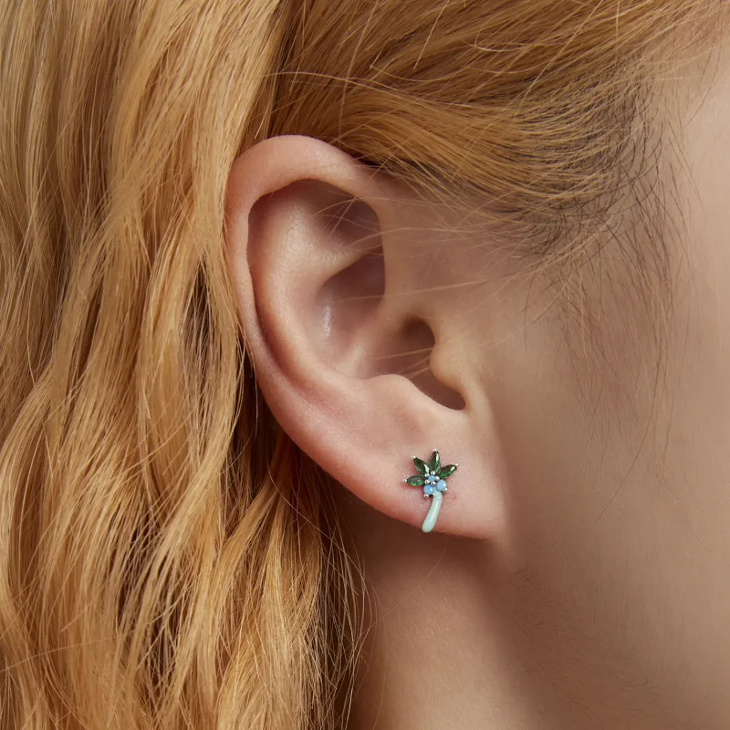 (imagine pentru) Stud Earrings în stilul Pandora cu design amuzant de copac de cocos - SCE1403 - Vizualizare 6
