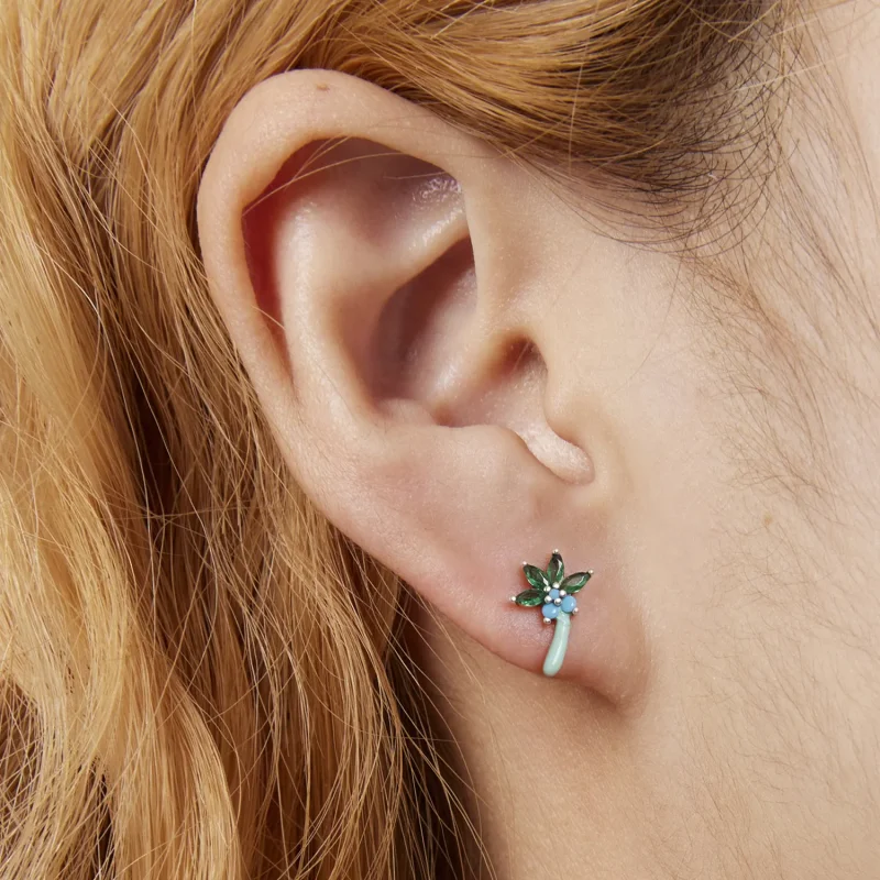 (imagine pentru) Stud Earrings în stilul Pandora cu design amuzant de copac de cocos - SCE1403 - Vizualizare 7