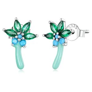 (imagine pentru) Stud Earrings în stilul Pandora cu design amuzant de copac de cocos - SCE1403