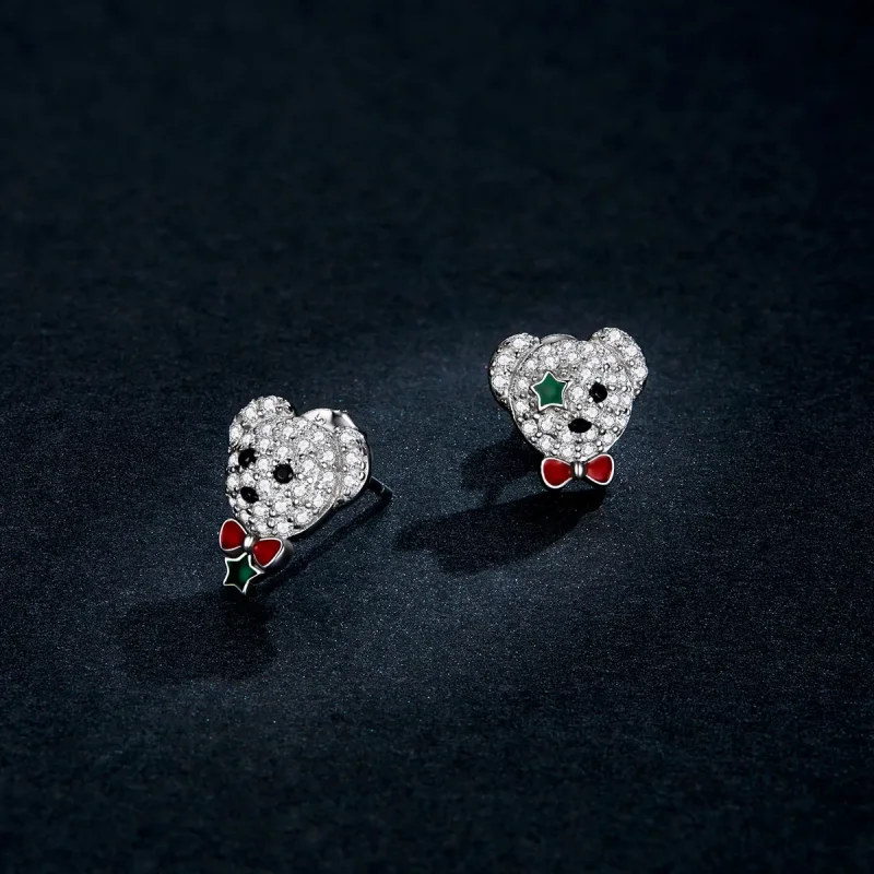 (imagine pentru) Stud Earrings stil Pandora cu ursuleț jucăuș - BSE437 - Vizualizare 5