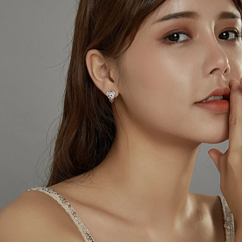 (imagine pentru) Stud Earrings stil Pandora cu ursuleț jucăuș - BSE437 - Vizualizare 6
