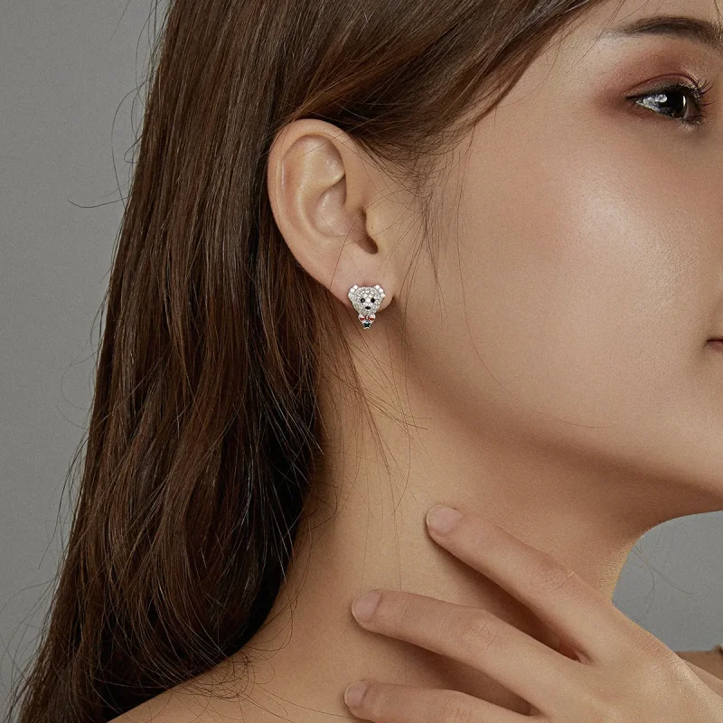 (imagine pentru) Stud Earrings stil Pandora cu ursuleț jucăuș - BSE437 - Vizualizare 7
