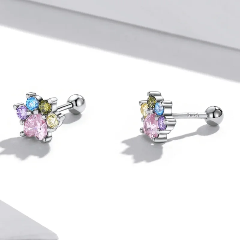 (imagine pentru) Studuri auriculare cu gheare drăguțe și zirconiu colorat în stil Pandora - SCE13 - Vizualizare 3