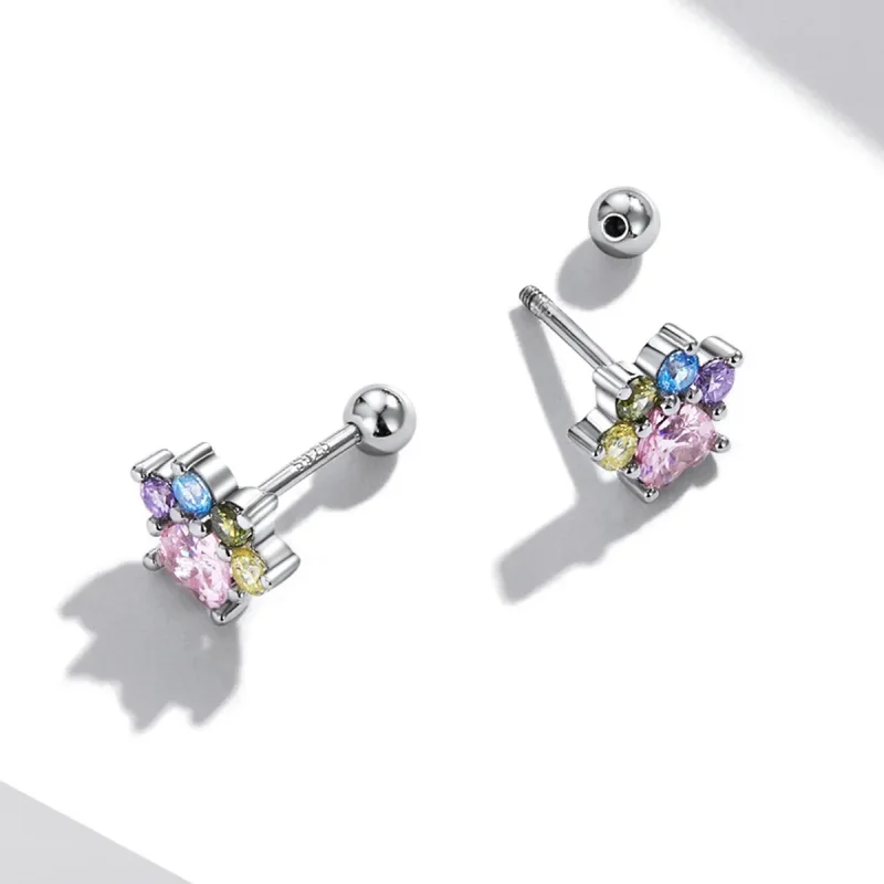 (imagine pentru) Studuri auriculare cu gheare drăguțe și zirconiu colorat în stil Pandora - SCE13 - Vizualizare 4